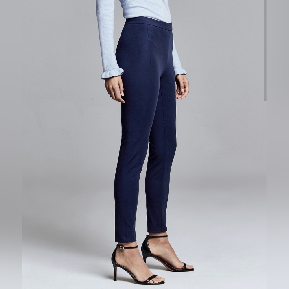 Banana Republic Devon Velvet Legging sz 8 regular ankle Navy Blue side zip
